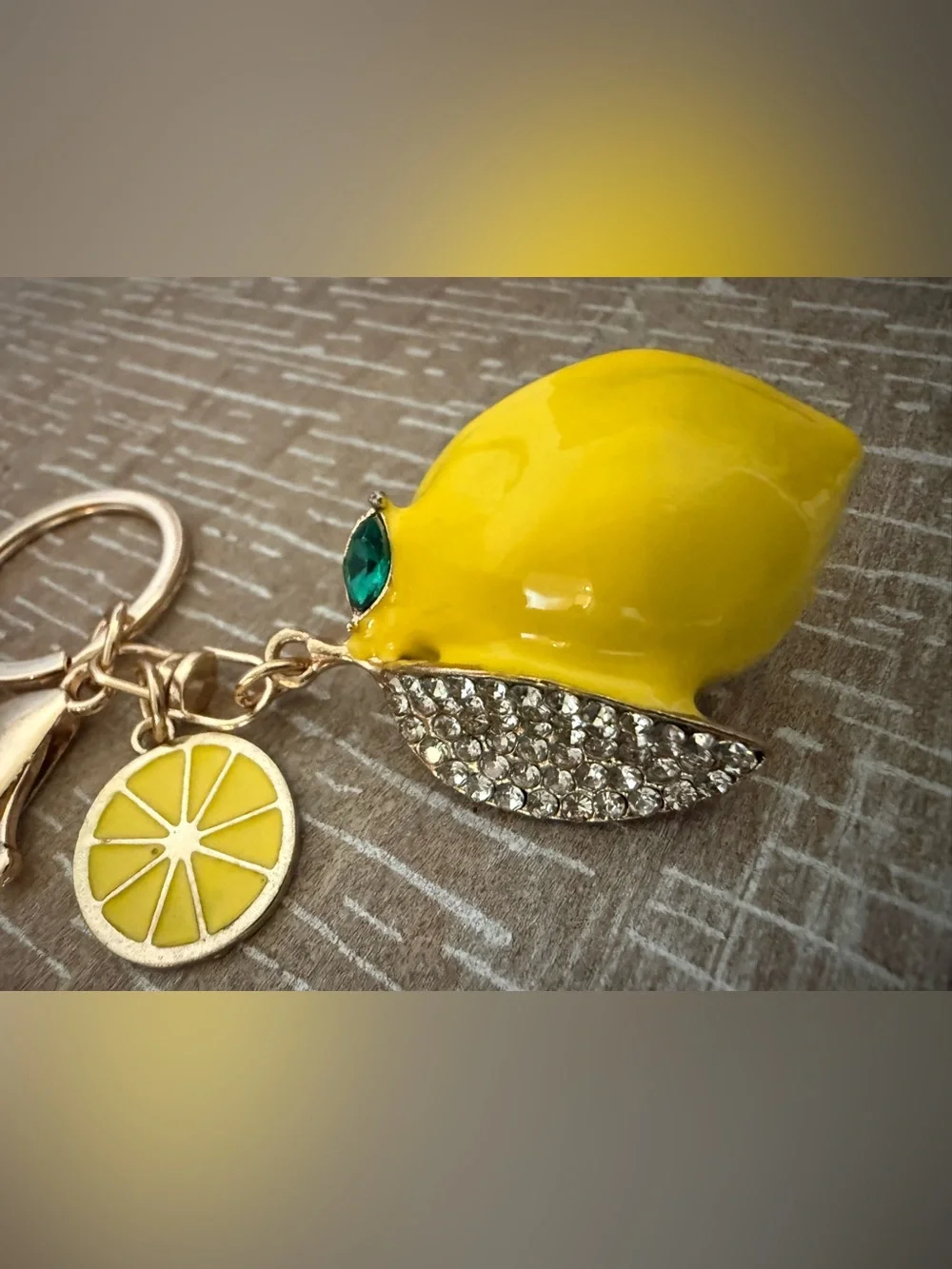 Gold Lemon Charm Keychain Charm - no box